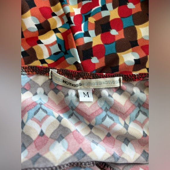 Vintage Midi Dress Hot Kiss Retro Psychedelic Heart Print With Ruffle Straps M - Picture 12 of 14